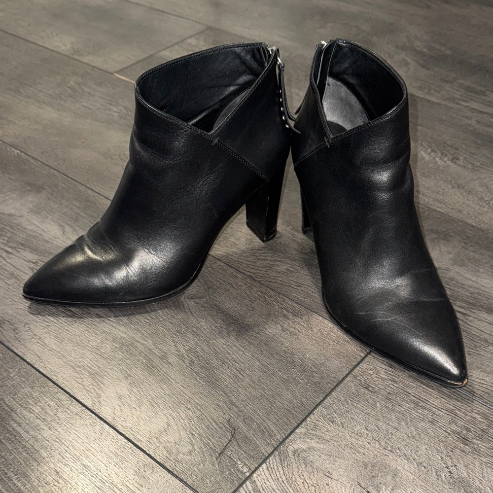 Paige Black Leather Ankle Boots